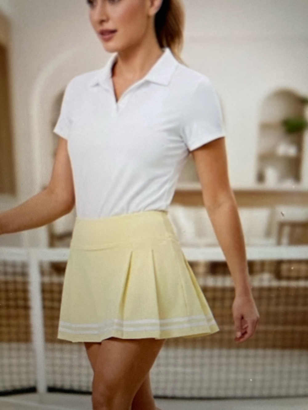 CALIA TrueLight Pleated Sport Skort Pastel Yellow NWT 15” Golf Tennis S619